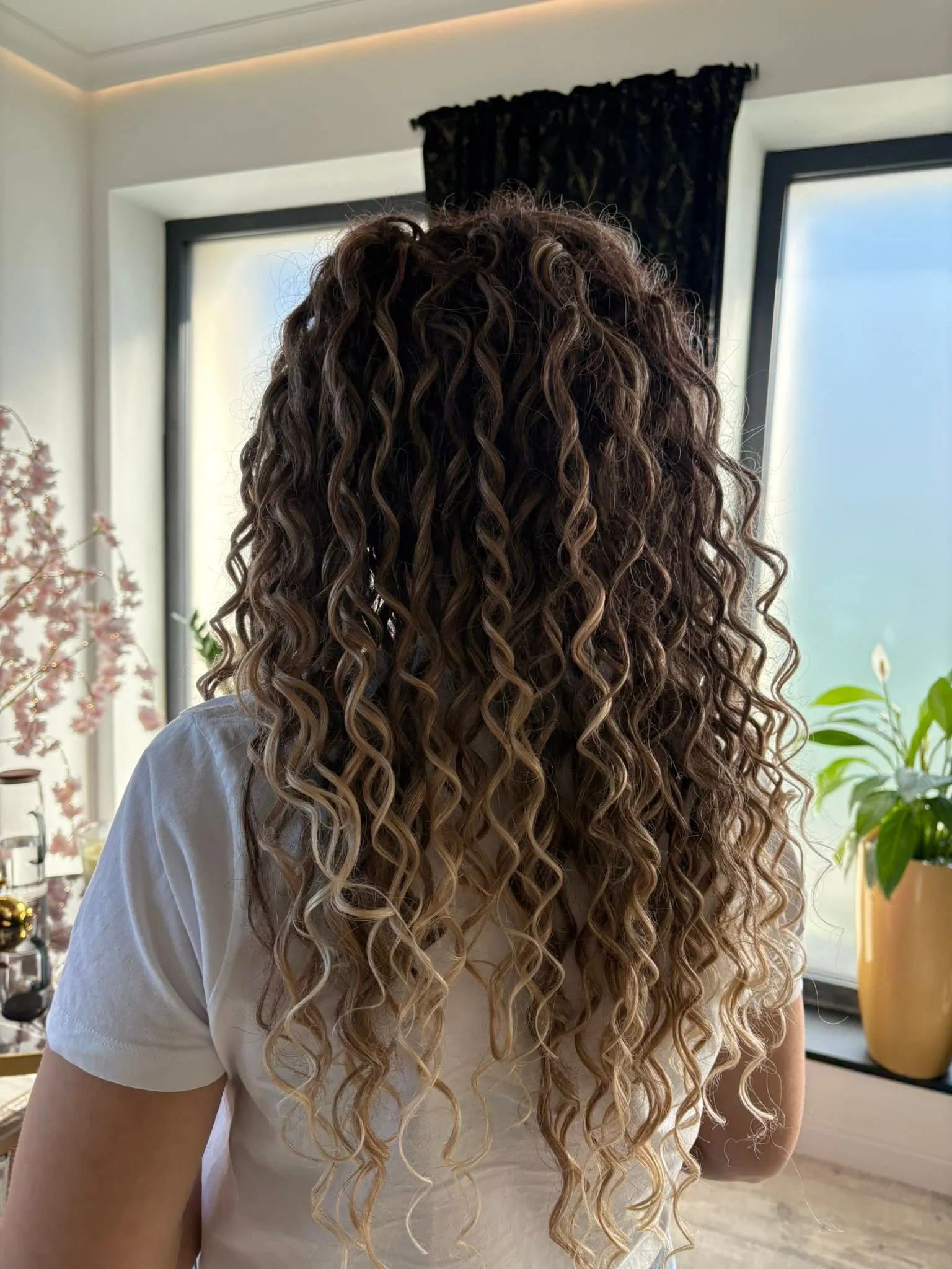 Afroloki ombre — długie kręcone włosy, przedłużanie i zagęszczanie